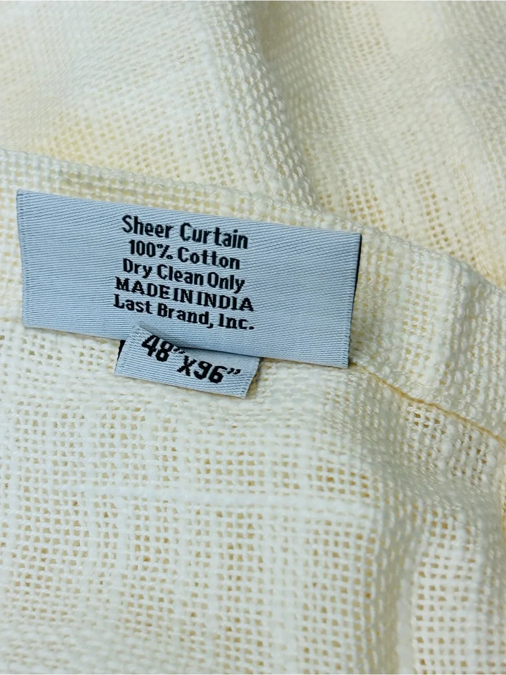 NWT QUINCE Set Of 2 48x96 Cotton Sheer Curtains Ivory 0220